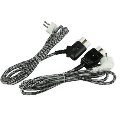 China Home Appliance Europe Electric Power Standard Tie Down Electric Cable Set With Plug And Socket for sale