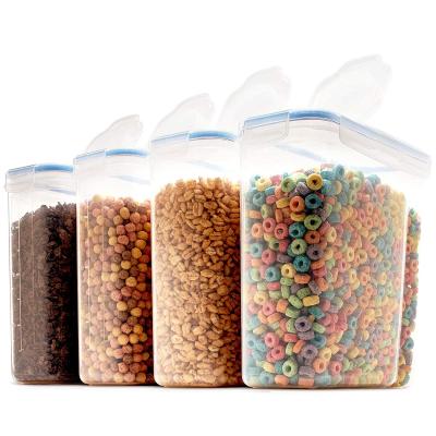 China Cereal Stored Container Set BPA Free Plastic Dispenser Keepers Dry Food Storage Containers Sets With Airtight Lids for sale