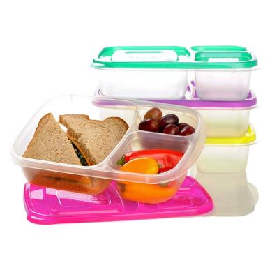 China Freshness Storage 4pcs 3-Compartment Portable Biodegradable Plastic Eco Bento Lunch Box for sale