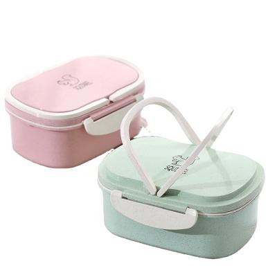China Wheat Straw Biodegradable Rectangle Food Storage Container Microwavable Take Out Lunch Box With Lid for sale