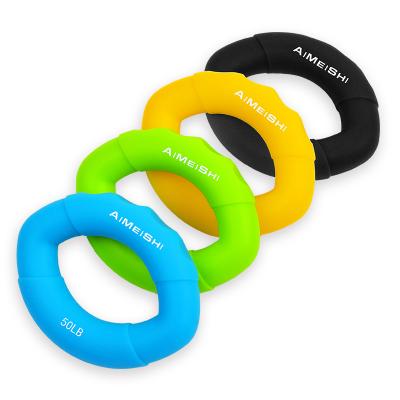 China Home Exercise Silicone Stretcher Finger Resistance Bands Grip Ring Hand Gripper Strengthener Squeezer Muscle Trainer for sale