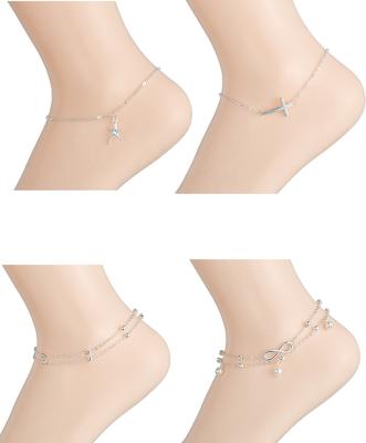 China Latest Romantic Anklets Beach Layered Bracelets Silve Adjustable Tone Ankle Chains Foot Anklets Boho Anklets for sale