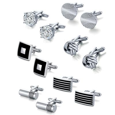 China High Quality Silver Plated Custom CZ Business Wedding Cufflink Unique Men's Shirt Accessories Classic Cufflinks for sale