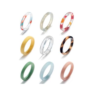 China OEM FASHIONABLE porcelain custom ring set retro Y2K transparent mixed color stacking fashionable joint ring and exquisite ladies ring for sale