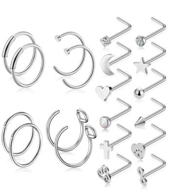 China FASHIONABLE wholesale a variety of sizes and shapes Sniff Ring Hypoallergenic Stainless Steel Septum Circle Cartilage Nose Studs for sale