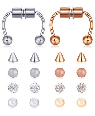 China Best china low price FASHIONABLE nose ring set circle stainless steel spacer ring multi-color faux horseshoe non-perforated nose ring for sale