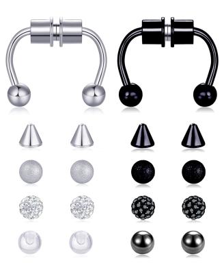 China New FASHION SALE Nose Ring and Nose Stud Set with Top Quality Stainless Steel Multicolor Unperforated Nose Ring for sale