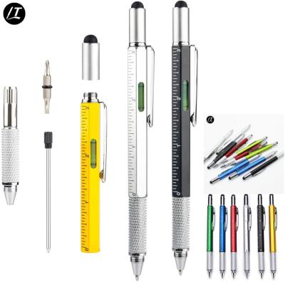 China Gift For Men 6 In 1 Multi Functional Stylus Tool Ballpoint Pen With Logo Gifts for sale