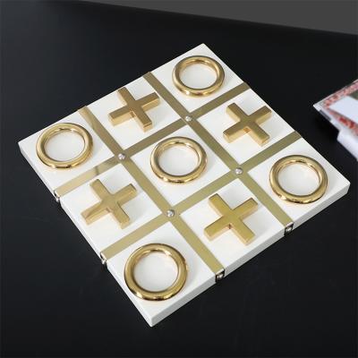 China Nordic high quality modern luxury international decorative tac toe pieces metal chess board indoor set for sale