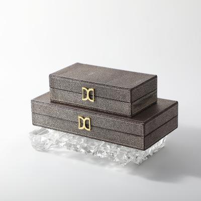 China Nordic High Quality Handmade Bedroom Accessories Table Top Factory Metal Jewelry Storage Box Wooden Leather Organizer for sale