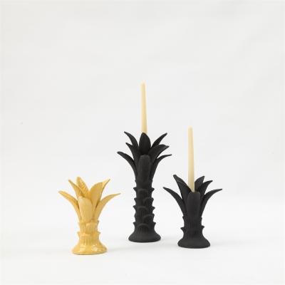 China Creative Unique Design Decor Accessories Matt Ceramic Pineapple Home Candle Holder for sale