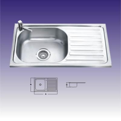 China Round Shape Single bowl Stainless Steel Kitchen Sinks With Drainboard for sale