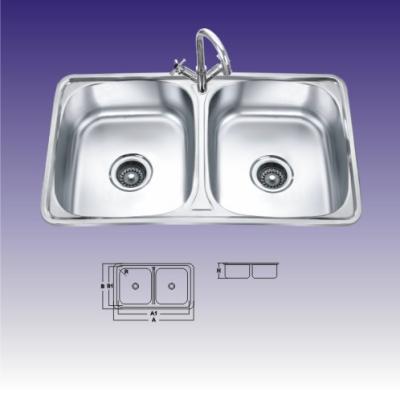 China Double Rectangular Bowl Undermount Stainless Steel Kitchen Sinks With Faucet for sale