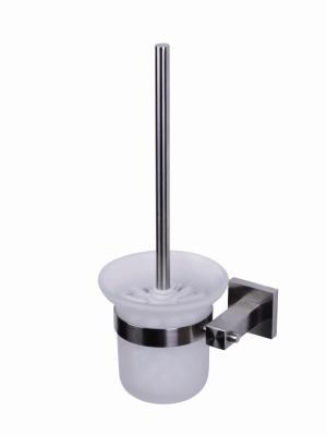 China Long Handle Plastic Toilet Brush Bathroom Hardware Collections With Glass Holder for sale