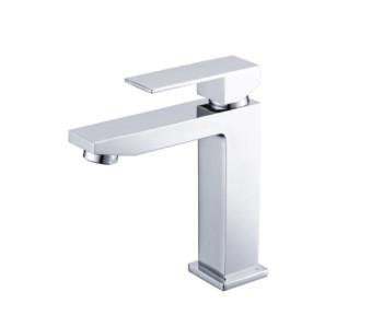 China Modern Square Brass Basin Tap Faucets , Deck Mounted Single Cold Type for sale