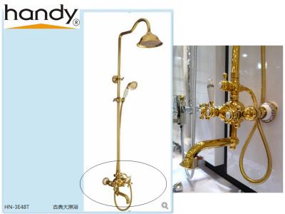 China Golden Wall Mounted Shower Mixer Taps Faucet with solid top shower for sale