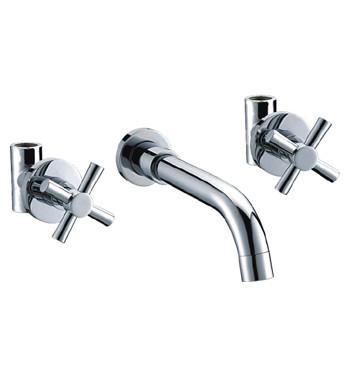 China Brass 2 Cross Handle Wall Mounted Basin Taps , Ceramic Cartridge Faucet for sale