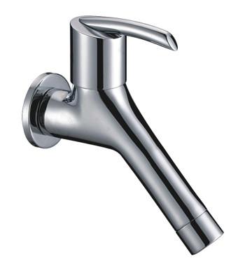 China Single Hole Wall Mounted Basin Taps With Zinc Alloy Chrome Plated Handle for sale