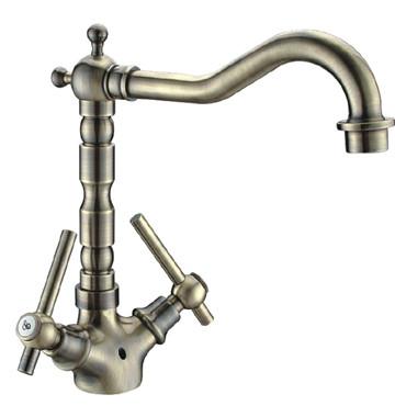 China Europe Type Antique Bronze Plated Kitchen Tap Faucet With 2 Handle for sale