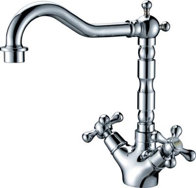 China One Hole Kitchen Tap Faucet With 2 Cross Handle / Bathroom Sink Faucet for sale