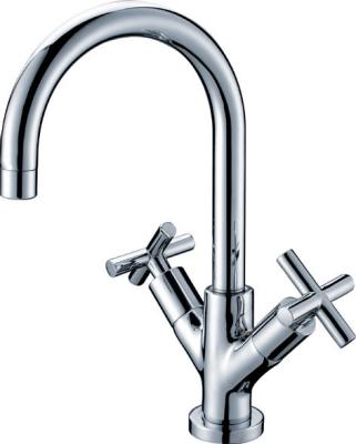 China Ceramic Solid Brass Two Cross Handle Kitchen Faucet Cold And Hot Water Tap for sale