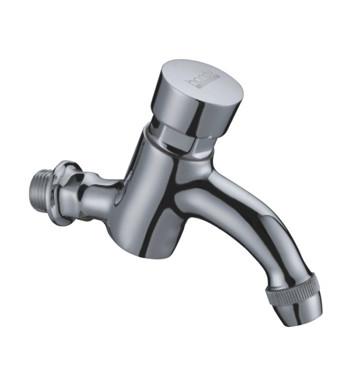 China One Hole Wall Mounted Push Self Closing Basin Mixer Taps Coating Luster for sale