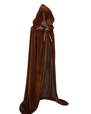 China Halloween Style Adult Kids Velvet Cloak Cape Costume Witch Wicca Vampire Carnival Party Hooded Medieval Coldker for sale