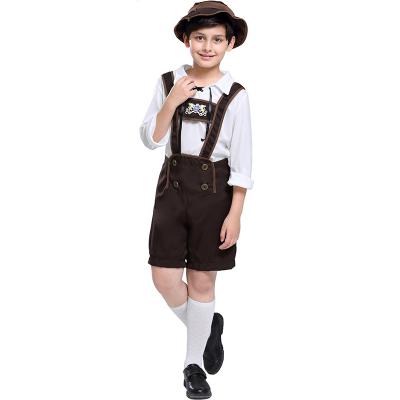 China Polyester Bavarian German Oktoberfest Costume Lederhosen Beer Festival Fancy Party Costume For Kids Boy for sale