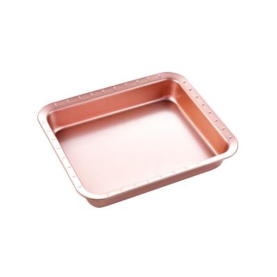 China Sustainable Square Carbon Steel With Gold Coating Nonstick Pizza Pan for sale