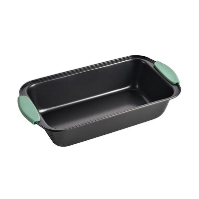 China Small Square Carbon Steel Loaf Pan Tray Marble Coating Bakeware With Silicone Handles Sustainable for sale