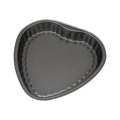 China Viable Heart Shaped Cake Pan Carbon Steel Non Stick Cake Tray Wedding Birthday Cheesecake Baking Mold for sale