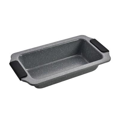 China Viable Rectangle Bread Pan with Silicone Handle, Nonstick Marble Bread and Meat Bakeware for Oven Baking Pan with Silicone Handle for sale