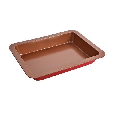 China Popular Style Viable Gold Cake Pan Carbon Steel Baking Tray Oblong Cake Mold For Home Baking Bread Making DIY Tools for sale