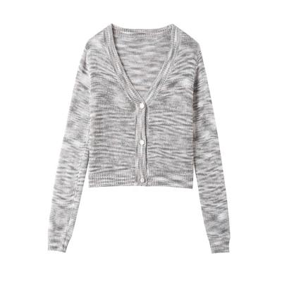 China Wholesale Autumn Anti-pilling Striped V Neck Long Woolen Wrap Sweater Knitted Women Casual Cardigan for sale