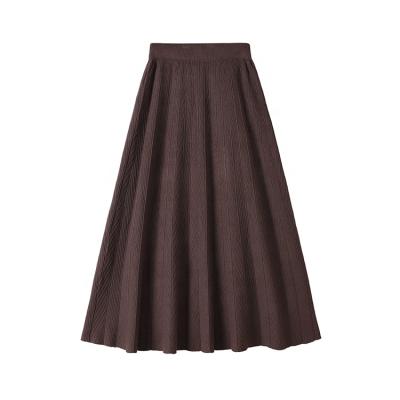 China Latest Design Fashion Solid Color Breathable Cashmere Knitted Skirt Elegant High Waist Midi Skirt For Women for sale