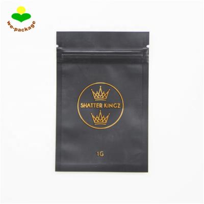 China Mylar Three Side Seal Mylar Three Side Seal Bag Gold Black Smell Proof Ziplock Bag for sale