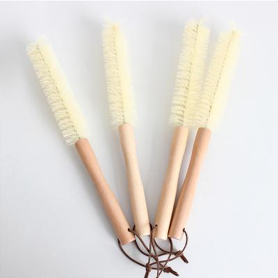 China Sustainable Supplies Wooden Long Handle Household Kitchen Brush Beech Japanese Style Portable Cup Brush for sale