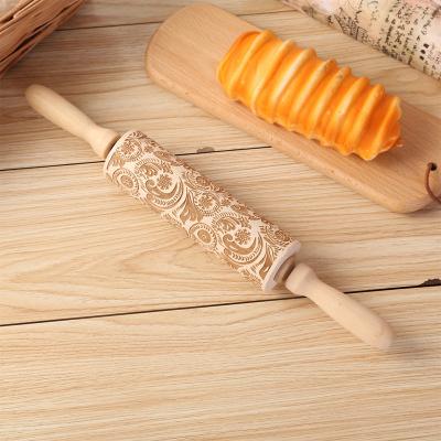 China Wooden Engraved Cookie Noodle Cookie Fondant Cake Cute Pattern Viable Dough Pin For Making Embossed for sale