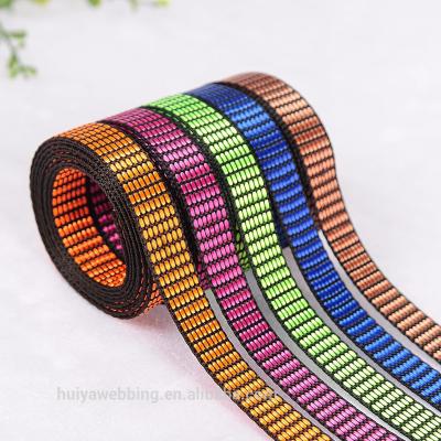 China Viable Colorful Polyester Printed Nylon Webbing Embroidered Jacquard Ribbon Nylon Webbing for sale