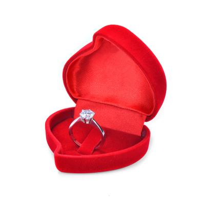 China Best Fashional Custom Flocking Heart Shaped Jewelry Velvet Ring Box for sale