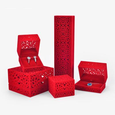 China Red Velvet Best Price Velvet Jewelry Box For Packaging for sale