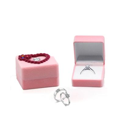 China Ring Package Flock Red Gift Jewelry Ring Packaging Box for sale