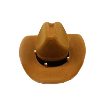 China Newest Ring Package Design Cowboy Hat Shape Flocking Velvet Jewelry Gift Box for sale