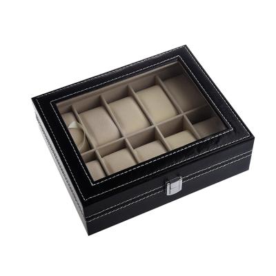 China Watch Display Case Jewelry Collection Storage Organizer Box 10 PU Leather Grid for sale