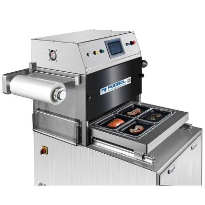 China Box Tray Meat Vacuum And Gas Tray Sealing Food Packing Machine 4.5-7KW for sale