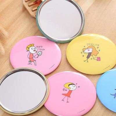 China Cheap Wholesale Lady Gift Portable Tin Plate Cosmetic Mirror Pocket Mirror for sale