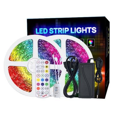 China Theme Park Custom 5M 12V Wifi Led Strip Light Holiday RGB SMD 5050 With 44 Main Remote Controller Led Strip Lights for sale