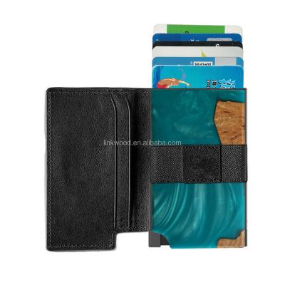 China Slim Minimalist Front Pocket RFID Blocking Wood / Leather Wallet For Men Women for sale