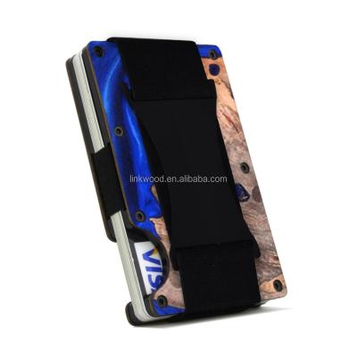 China Anti Rfid Smart Men Carbon Fiber Real RFID Blocking Slim Card Metal Wallet Holder Money Clip for sale