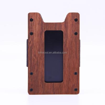 China rfid credit card rfid holder aluminum card holder blocking PU/vintage leather slim wood wallet dual rfid for sale